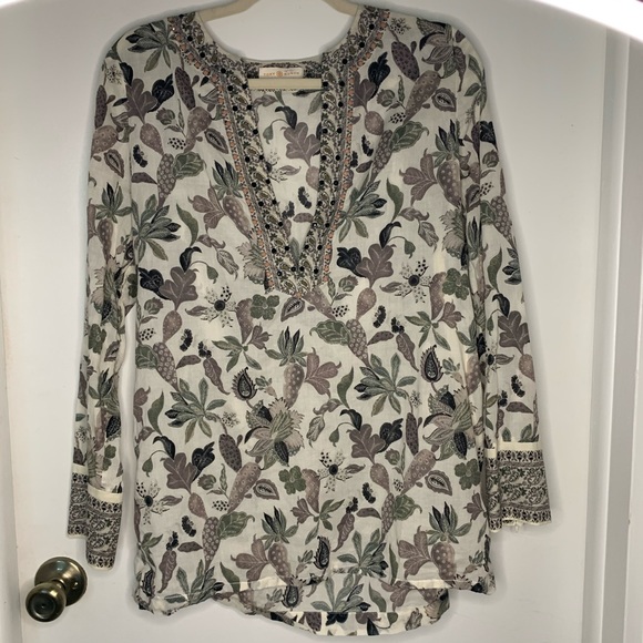 Tory Burch Embellished Botanical Print Tunic - Picture 7 of 16
